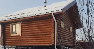Баня из оцилиндрованного бревна под ключ в Петергофе - от 134316 рублей