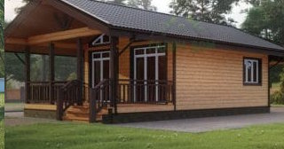 Проект одноэтажного дома из бруса с террасой - Строительство в Петергофе от Строй-Мск от 134316 руб.