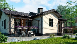 Проекты одноэтажных домов с гостиной от Строй-Мск в Петергофе - от 309960 рублей